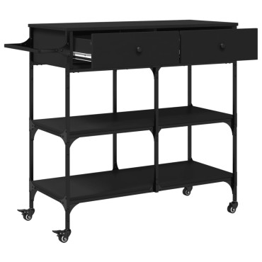 vidaXL Τρόλεϊ Κουζίνας Μαύρο 105x42x95cm από Επεξεργασμένο Ξύλο 1 τεμ.
