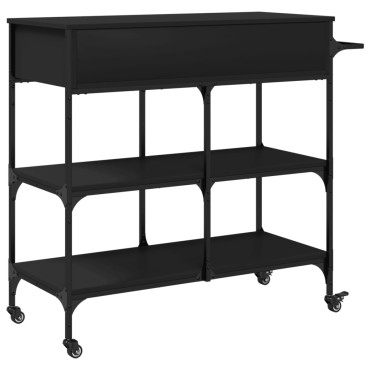 vidaXL Τρόλεϊ Κουζίνας Μαύρο 105x42x95cm από Επεξεργασμένο Ξύλο 1 τεμ.