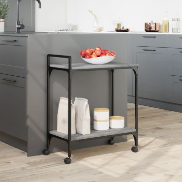 vidaXL Τρόλεϊ Κουζίνας Sonoma Γκρι 60,5x31x72,5cm Επεξεργασμένο Ξύλο 1 τεμ.
