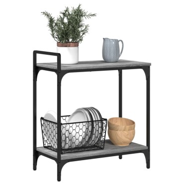 vidaXL Τρόλεϊ Κουζίνας Sonoma Γκρι 60,5x31x72,5cm Επεξεργασμένο Ξύλο 1 τεμ.