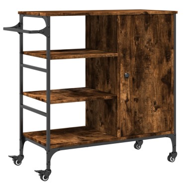 vidaXL Τρόλεϊ Κουζίνας Καπνιστή Δρυς 87,5x38,5x84,5cm Επεξ. Ξύλο 1 τεμ.