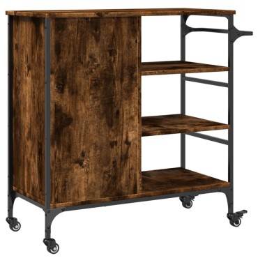 vidaXL Τρόλεϊ Κουζίνας Καπνιστή Δρυς 87,5x38,5x84,5cm Επεξ. Ξύλο 1 τεμ.