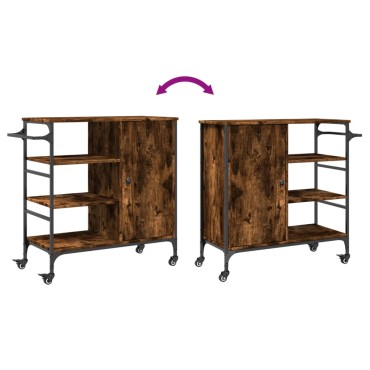 vidaXL Τρόλεϊ Κουζίνας Καπνιστή Δρυς 87,5x38,5x84,5cm Επεξ. Ξύλο 1 τεμ.