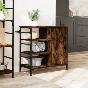 vidaXL Τρόλεϊ Κουζίνας Καπνιστή Δρυς 87,5x38,5x84,5cm Επεξ. Ξύλο 1 τεμ.