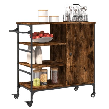 vidaXL Τρόλεϊ Κουζίνας Καπνιστή Δρυς 87,5x38,5x84,5cm Επεξ. Ξύλο 1 τεμ.