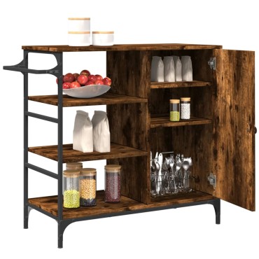 vidaXL Τρόλεϊ Κουζίνας Καπνιστή Δρυς 87,5x38,5x84,5cm Επεξ. Ξύλο 1 τεμ.