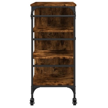 vidaXL Τρόλεϊ Κουζίνας Καπνιστή Δρυς 87,5x38,5x84,5cm Επεξ. Ξύλο 1 τεμ.