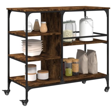vidaXL Τρόλεϊ Κουζίνας Καπνιστή Δρυς 100x45x89,5cm Επεξεργασμένο Ξύλο 1 τεμ.