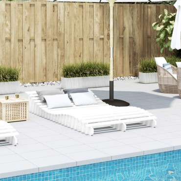 vidaXL Ξαπλώστρα Λευκό 205x110x31,5cm από Μασίφ Ξύλο Πεύκου 1 τεμ.