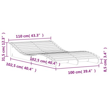 vidaXL Ξαπλώστρα Λευκό 205x110x31,5cm από Μασίφ Ξύλο Πεύκου 1 τεμ.