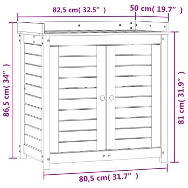 vidaXL Τραπέζι Κηπουρικής με Ράφια 82,5x50x86,5 εκ. Μασίφ Ψευδότσουγκα