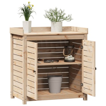 vidaXL Τραπέζι Κηπουρικής με Ράφια 82,5x50x86,5 εκ. Μασίφ Ξύλο Πεύκου