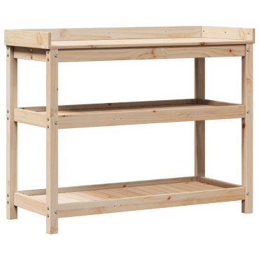 vidaXL Τραπέζι Κηπουρικής με Ράφια 108x45x86,5 εκ. Μασίφ Ξύλο Πεύκου