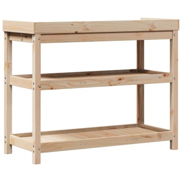 vidaXL Τραπέζι Κηπουρικής με Ράφια 108x45x86,5 εκ. Μασίφ Ξύλο Πεύκου