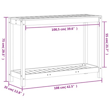 vidaXL Τραπέζι Κηπουρικής με Ράφι 108x35x75 εκ. Μασίφ Ψευδοτσούγκα