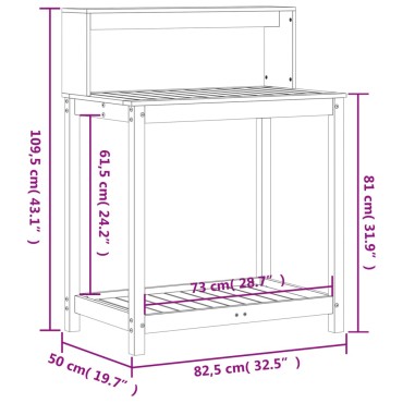 vidaXL Τραπέζι Κηπουρικής με Ράφια 82,5x50x109,5 εκ. Μασίφ Ξύλο Πεύκου