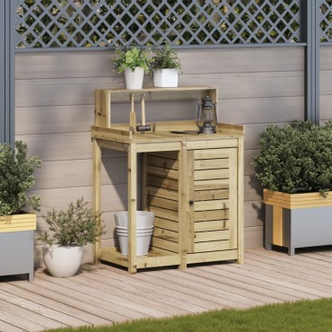 vidaXL Τραπέζι Κηπουρικής με Ράφια 82,5x50x109,5 εκ Εμποτ. Ξύλο Πεύκου