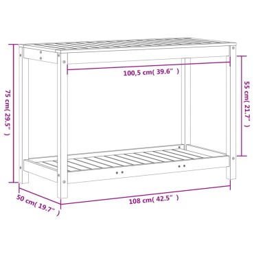 vidaXL Τραπέζι Κηπουρικής Ράφι 108x35x75 εκ. Μασίφ Ξύλο Ψευδοτσούγκας