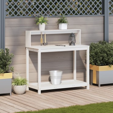 vidaXL Τραπέζι Κηπουρικής με Ράφια 108x50x109,5 εκ. Μασίφ Ξύλο Πεύκου