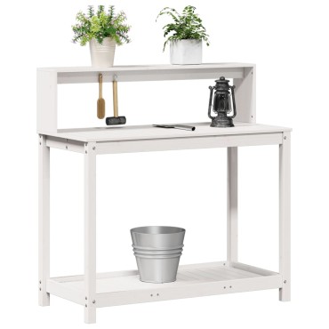 vidaXL Τραπέζι Κηπουρικής με Ράφια 108x50x109,5 εκ. Μασίφ Ξύλο Πεύκου