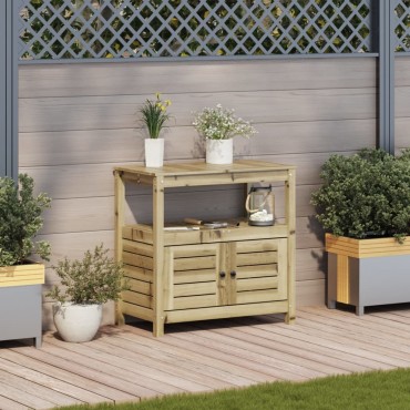 vidaXL Τραπέζι Κηπουρικής με Ράφια 82,5x45x81 εκ. Εμποτ. Ξύλο Πεύκου