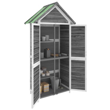 vidaXL Αποθήκη Εργαλείων Κήπου Γκρι 89x52,5x175 εκ. Μασίφ Ξύλο Πεύκου