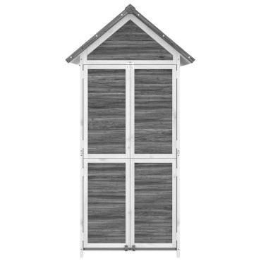 vidaXL Αποθήκη Εργαλείων Κήπου Γκρι 89x52,5x175 εκ. Μασίφ Ξύλο Πεύκου