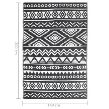 vidaXL Χαλί εξωτερικού χώρου ARAKIL Μαύρο 140x200 cm PP