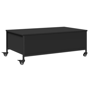 vidaXL Τραπεζάκι Σαλονιού με Ροδάκια Μαύρο 91x55x34cm Επεξ. Ξύλο 1 τεμ.