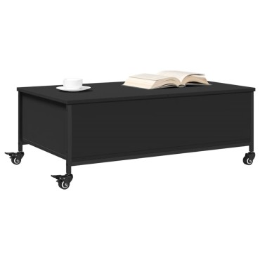 vidaXL Τραπεζάκι Σαλονιού με Ροδάκια Μαύρο 91x55x34cm Επεξ. Ξύλο 1 τεμ.