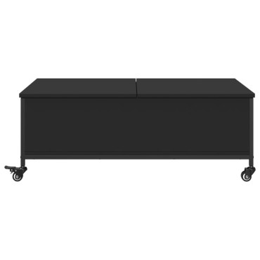 vidaXL Τραπεζάκι Σαλονιού με Ροδάκια Μαύρο 91x55x34cm Επεξ. Ξύλο 1 τεμ.