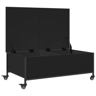 vidaXL Τραπεζάκι Σαλονιού με Ροδάκια Μαύρο 91x55x34cm Επεξ. Ξύλο 1 τεμ.