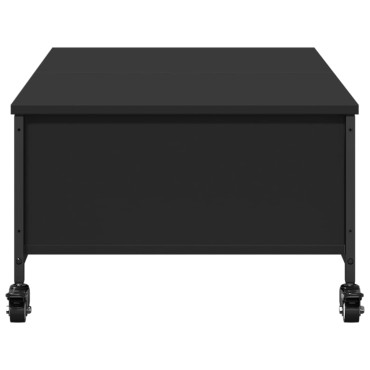 vidaXL Τραπεζάκι Σαλονιού με Ροδάκια Μαύρο 91x55x34cm Επεξ. Ξύλο 1 τεμ.