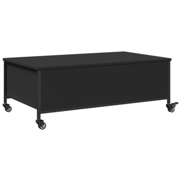 vidaXL Τραπεζάκι Σαλονιού με Ροδάκια Μαύρο 91x55x34cm Επεξ. Ξύλο 1 τεμ.