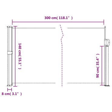 vidaXL Πτυσσόμενη Πλαϊνή Τέντα Ανθρακί 140x300 εκ.