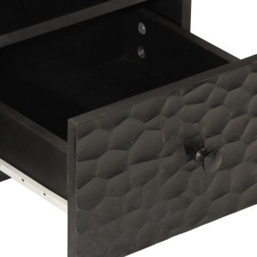vidaXL Έπιπλο Τηλεόρασης Μαύρο 70x33x46cm από Μασίφ Ξύλο Μάνγκο