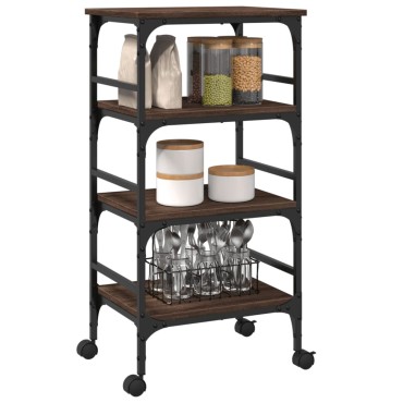 vidaXL Τρόλεϊ Κουζίνας Καφέ Δρυς 45x35x89,5cm Επεξεργασμένο Ξύλο 1 τεμ.