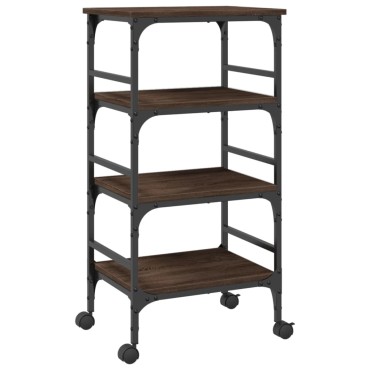 vidaXL Τρόλεϊ Κουζίνας Καφέ Δρυς 45x35x89,5cm Επεξεργασμένο Ξύλο 1 τεμ.