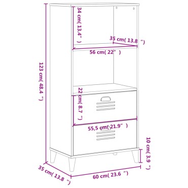vidaXL Βιβλιοθήκη VIKEN Μαύρη 60x35x123cm από Επεξεργασμένο Ξύλο 1 τεμ.