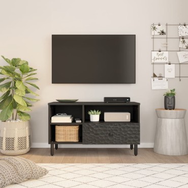 vidaXL Έπιπλο Τηλεόρασης Μαύρο 80x33x46cm από Μασίφ Ξύλο Μάνγκο