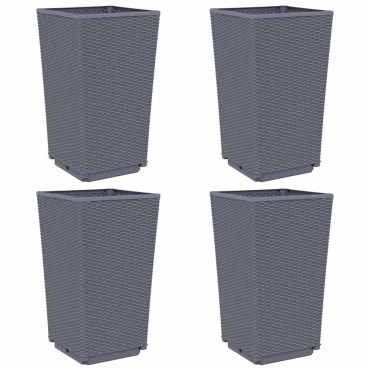 vidaXL Ζαρντινιέρες Κήπου 4 τεμ. Μπλε Γκρι 32,5x32,5x57 εκ. Πολυπροπυλένιο