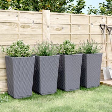 vidaXL Ζαρντινιέρες Κήπου 4 τεμ. Μπλε Γκρι 32,5x32,5x57 εκ. Πολυπροπυλένιο