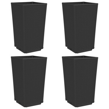 vidaXL Ζαρντινιέρες Κήπου 4 τεμ. Μαύρο 32,5x32,5x57 εκ. Πολυπροπυλένιο