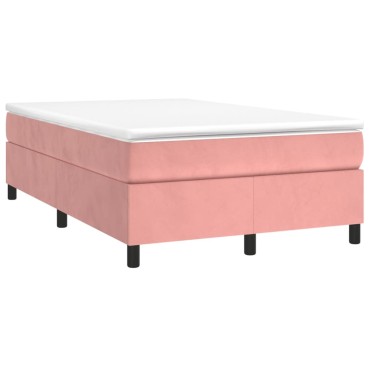 vidaXL Κρεβάτι Boxspring με Στρώμα Ροζ 120x190 εκ. Βελούδινο