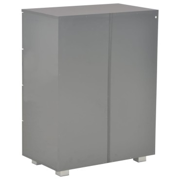 vidaXL Μπουφές Ψηλός Γυαλιστερός Γκρι 60x35x80cm Επεξ. Ξύλο 1 τεμ.
