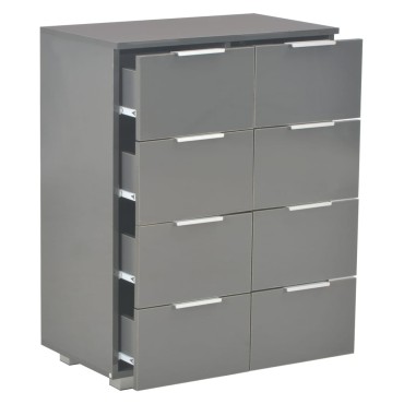 vidaXL Μπουφές Ψηλός Γυαλιστερός Γκρι 60x35x80cm Επεξ. Ξύλο 1 τεμ.