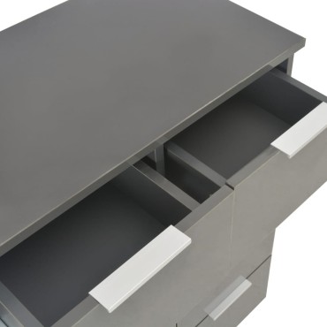 vidaXL Μπουφές Ψηλός Γυαλιστερός Γκρι 60x35x80cm Επεξ. Ξύλο 1 τεμ.