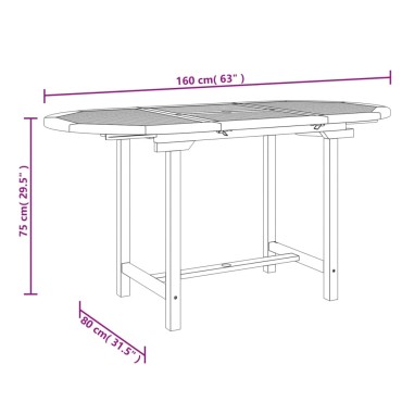 vidaXL Τραπέζι Κήπου Επεκτεινόμενο 110-160x80x75cm Μασίφ Ξύλο Teak 1 τεμ.