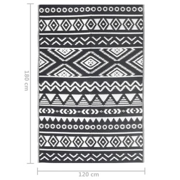 vidaXL Χαλί εξωτερικού χώρου ARAKIL Μαύρο 120x180 cm PP