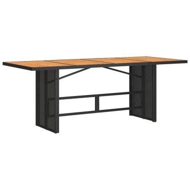 vidaXL Τραπέζι Κήπου Επιφάνεια Ακακίας Μαύρο 190x80x74cm Συνθ. Ρατάν 1 τεμ.